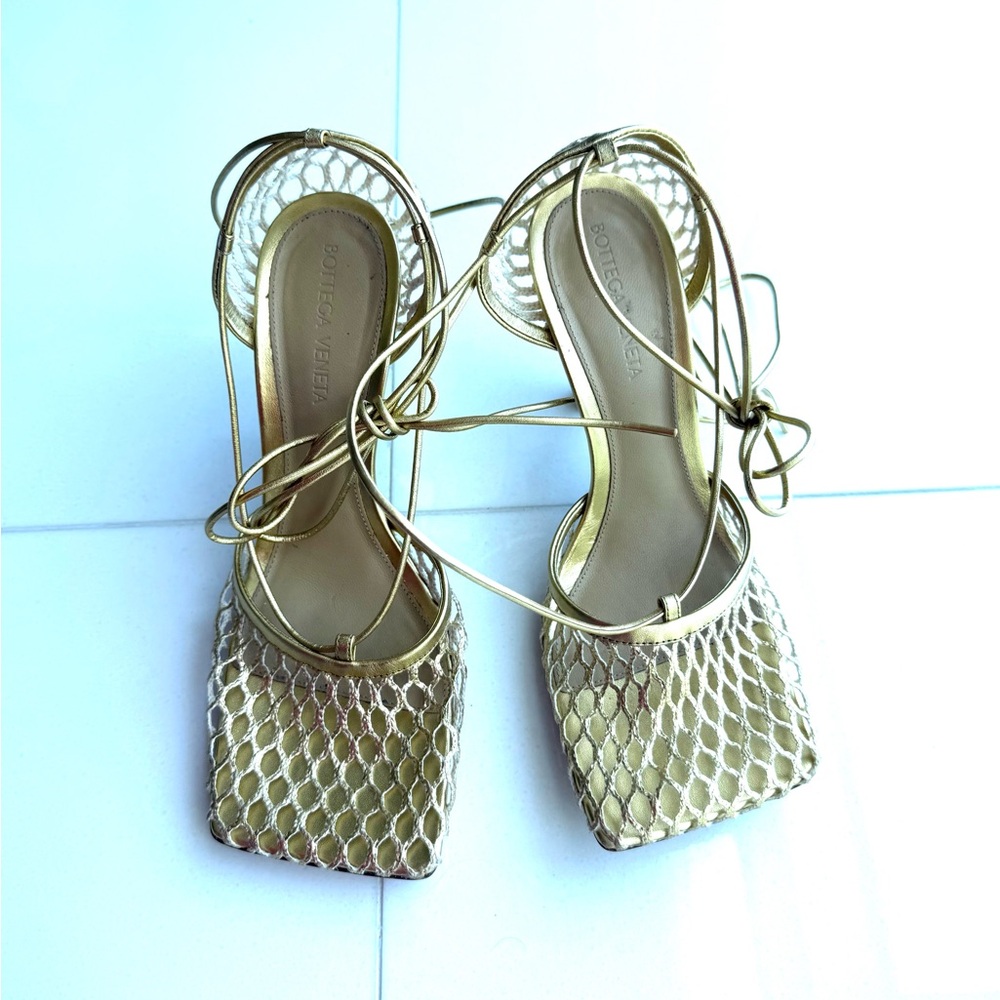 Gold Strappy Women's Heels